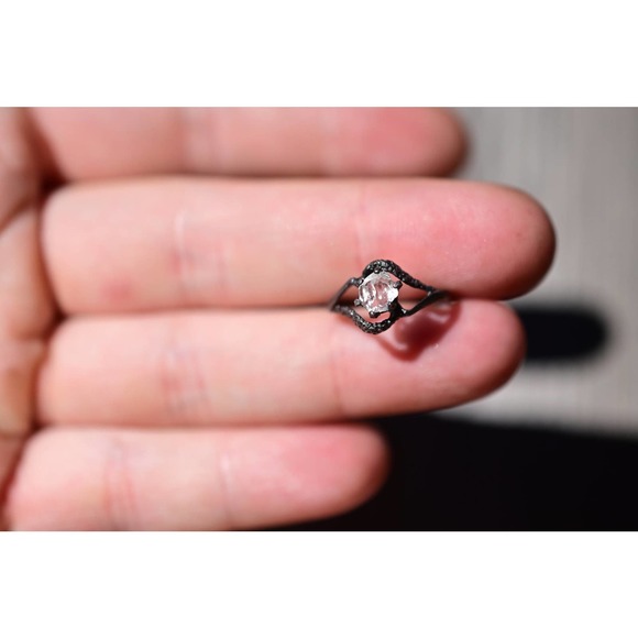 White Diamond Ring, Sterling Silver Engagement Ring, Raw Diamond, Natural - Picture 3 of 3